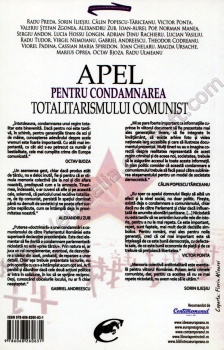 Apel pentru condamnarea totalitarismului comunist - Coperta spate - CrysSoft Euroalia