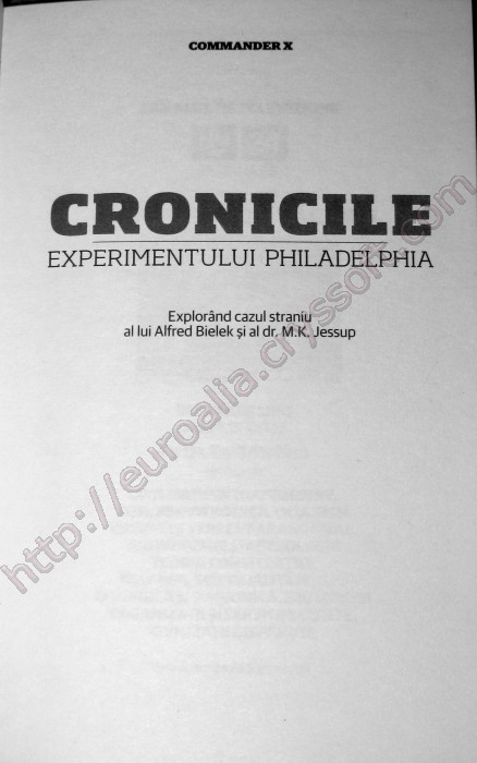 Cronicile experimentului Philadelphia - Pagina de titlu - CrysSoft Euroalia