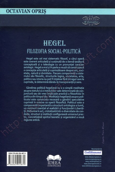 Hegel: filozofia social-politică - Coperta spate - CrysSoft Euroalia