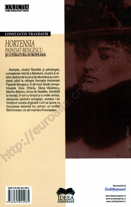 Hortensia Papadat-Bengescu și literatura europeană - Coperta spate - CrysSoft Euroalia