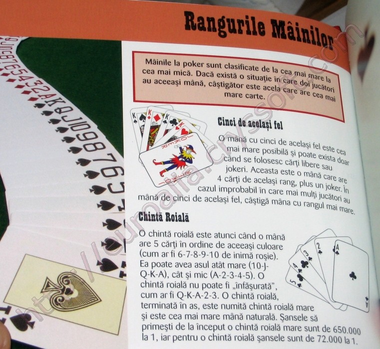 Jocuri de poker - Imagine din carte (Rangurile mâinilor) - CrysSoft Euroalia
