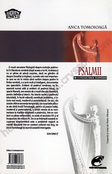 Psalmii în literatura română (modernă și postmodernă) - Coperta spate - CrysSoft Euroalia